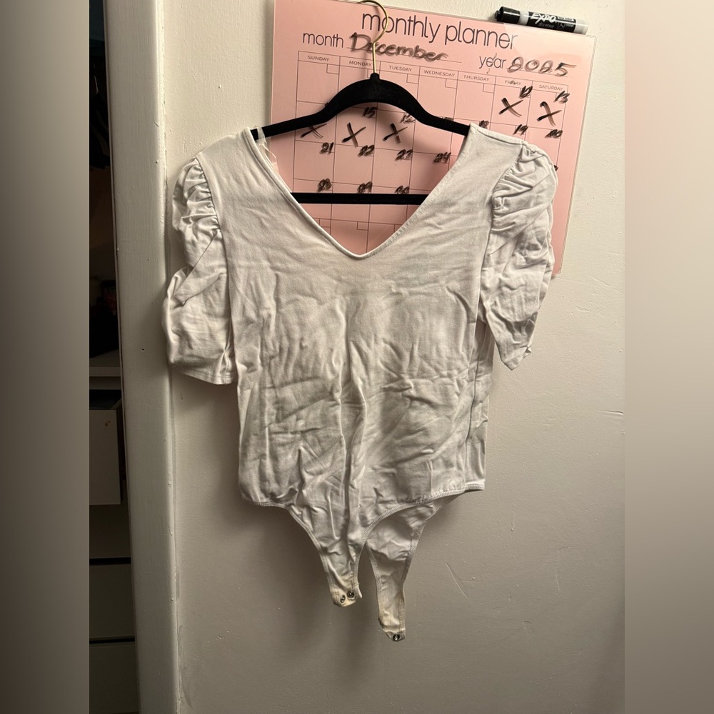 White Puff Sleeve Bodysuit